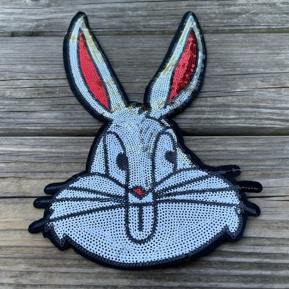 Bunny Patches Iron On Sequin Silver/Red Tone Patches For Jackets Clothes Craft - Picture 5 of 6